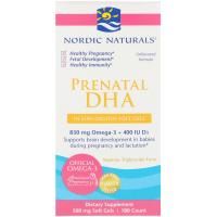 Nordic Naturals, "Пренатал ДГК", препарат для поддержания уровня докозагексаеновой кислоты (DHA), в капсулах из рыбного желатина, без ароматизаторов, 500 мг, 180 мягких желатиновых капсул с жидкостью