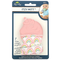 Itzy Ritzy, Itzy Mitt, пищевой силиконовый прорезыватель для зубов, от 3 месяцев, светло-розовый единорог, 1 прорезыватель