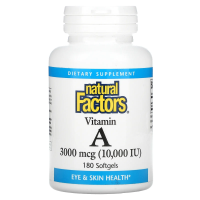 Natural Factors, Витамин A, 10,000 МЕ, 180 гелевых капсул