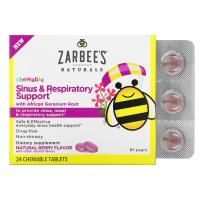 Zarbee's, Sinus & Respiratory Support with African Geranium Root, Natural Berry , 24 Chewable Tablets