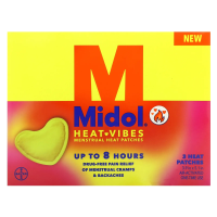 Midol, Heat Vibes, менструальные теплые пластыри, 3 тепловых пластыря