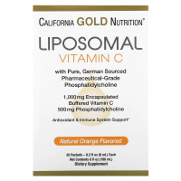 California Gold Nutrition, Липосомальный витамин C, с натуральным ароматизатором «Апельсин», 1000 мг, 30 пакетиков по 5,7 мл (0,2 унции) в каждом