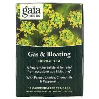 Gaia Herbs, От газообразования и вздутия, без кофеина, 16 пакетиков, 1,13 унции (32 г)