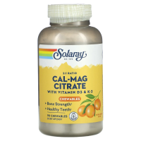 Solaray, Цитрат кальция-магния, апельсиновый вкус, 90 жевательных таблеток