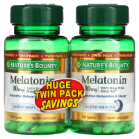 Nature's Bounty, Мелатонин, две упаковки по 10 мг, 60 капсул в каждой