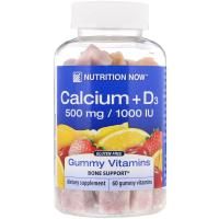 Nutrition Now, Calcium + D3 Gummy Vitamins, Orange, Cherry & Strawberry, 60 Gummy Vitamins