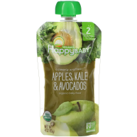 Happy Family Organics, Органическое детское питание,  2-й этап, 6+ месяцев, яблоко, капуста и авокадо, 4,0 унции(113 г)