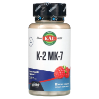 KAL, K2 MK-7, поддержка костей, малина, 60 микротаблеток