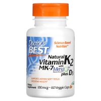 Doctor's Best, Natural Vitamin K2 MK-7 with MenaQ7 plus Vitamin D3, 180 mcg, 60 Veggie Caps