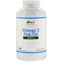 Nu U Nutrition, рыбий жир с омега-3, 1000 мг, 365 капсул