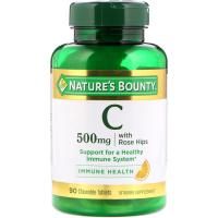 Nature's Bounty, Витамин C с шиповником, натуральный апельсиновый вкус, 500 мг, 90 жевательных таблеток