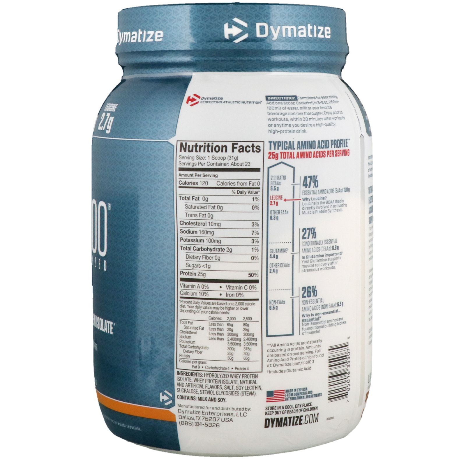 Dymatize Nutrition, ISO 100 Hydrolyzed, 100% Whey Protein Isolate, Cinnamon ...
