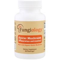 Fungiology, Pleurotus Ostreatus полного спектра (Устричный гриб), сертифицированный органический, клеточная поддержка, 90 вегетарианских растительных капсул