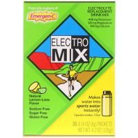 Emergen-C, Electro Mix, электролитная смесь для напитков, натуральный лимон-лайм, 30 пакетиков, 0,14 унц.) (4 г) в каждом