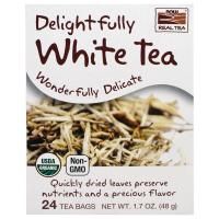 Now Foods, Настоящий Органический Чай,  Восхитительно  Белый чай , 24 пакетика, 1,7 унции (48 г)