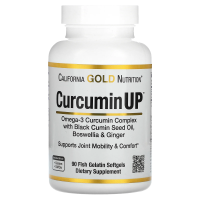 California Gold Nutrition, CurcuminUP, комплекс куркумина и омега-3, помощь при воспалениях, 90 рыбно-желатиновых капсул
