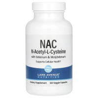 Lake Avenue Nutrition, NAC, N-ацетилцистеин с селеном и молибденом, 600 мг, 120 растительных капсул