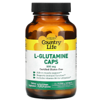 Country Life, Капсулы L-глютамина, 500 мг, 100 растительных капсул