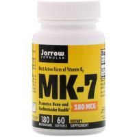 Jarrow Formulas, MK-7, самая активная форма витамина K2, 180 мкг, 60 мягких таблеток