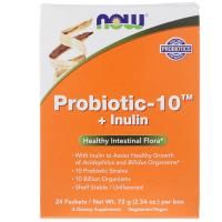 Now Foods, Probiotic-10 + Inulin, Unflavored, 24 Packets, 2.54 oz (72 g)