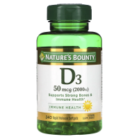Nature's Bounty, витамин D3, здоровье иммунной системы, 50 мкг, 2000 МЕ, 240 капсул быстрого высвобождения