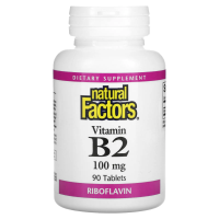 Natural Factors, витамин В2, рибофлавин, 100 мг, 90 таблеток