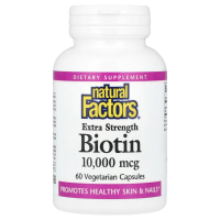 Natural Factors, Биотин, экстра сила, 10000 мкг, 60 растительных капсул