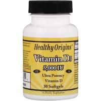 Healthy Origins, Витамин D3, 5000 МЕ, 30 капсул