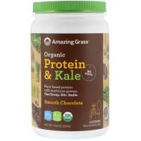 Amazing Grass, Органический протеин и капуста, продукт на растительной основе, мягкий шоколадный вкус, 19,6 унц. (555 г)