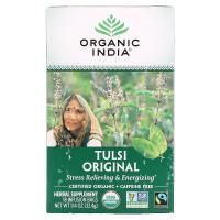 Organic India, Чай Туласи - священный базилик, без кофеина, 18 пакетиков (32.4 г)