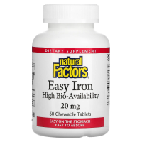 Natural Factors, Easy Iron, Fruit Flavor, 20 mg, 60 Chewable Tablets