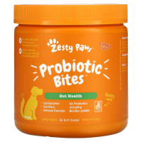 Zesty Paws, Probiotic Bites для собак, с натуральными пищеварительными ферментами, со вкусом дыни, 90 мягких жвачек