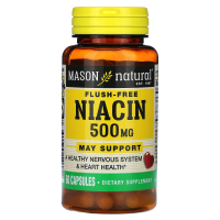 Mason Natural, Никотиновая кислота, не вызывает покраснения, 500 мг, 60 капсул