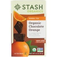 Stash Tea, Органический травяной чай, шоколад и апельсин, без кофеина, 18 чайных пакетиков, 1,2 унции (36 г)