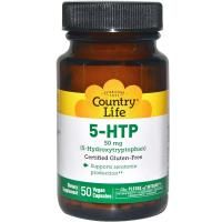 Country Life, 5-HTP (5-гидрокситриптофан), 50 мг, 50 веганских капсул