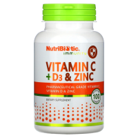 NutriBiotic, Immunity, Vitamin C + D3 & Zinc, 100 Capsules