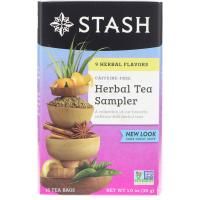 Stash Tea, Образцы травяного чая, без кофеина, 9 вкусов, 18 чайных пакетиков, 1,0 унция (30 г)
