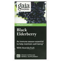 Gaia Herbs, Черная бузина, 60 веганских капсул