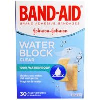 Band Aid, Липкий пластырь, Water Block, прозрачный, 30 размеров в ассортименте