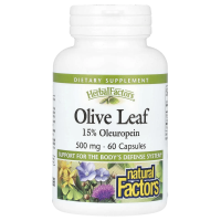Natural Factors, Herbal Factors, листья оливкового дерева, 500 мг, 60 капсул