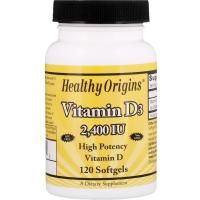 Healthy Origins, Витамин D3, 2400 МЕ, 120 капсул