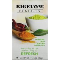 Bigelow, Benefits, Обновление, куркума, чили, маття, зеленый чай, 18 чайных пакетиков, 1,15 унц. (32 г)