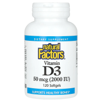 Natural Factors, Витамин D3, 2000 МЕ, 120 гелевых капсул