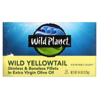 Wild Planet, Wild Yellowtail Skinless & Boneless Fillets In Extra Virgin Olive Oil, 4.25 oz (120 g)