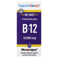 Superior Source, MicroLingual No Shot цианокобаламин В-12 (10 000мкг) 60 таблеток