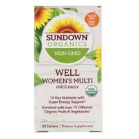 Sundown Organics, Well, мультивитамины для женщин, 1 порция в день, 30 таблеток
