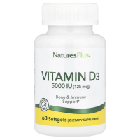 Nature's Plus, Витамин D3, 5000 МЕ, 60 мягких желатиновых капсул