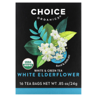 Choice Organic Teas, Белый и зеленый чай, белая бузина, 16 чайных пакетиков, 24 г (0,85 унции)