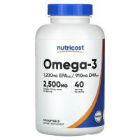 Nutricost, Омега-3, 2500 мг, 120 капсул (833 мг в каждой капсуле)
