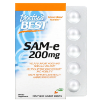 Doctor's Best, S-аденозилметионин, 200 мг, 60 таблеток с кишечнорастворимой оболочкой